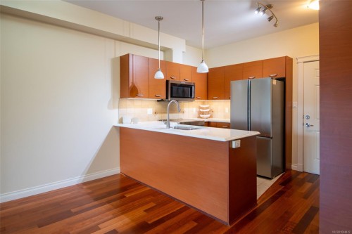 #202-2380 Brethour Ave, Sidney, BC - Indoor Photo Showing Kitchen With Double Sink
