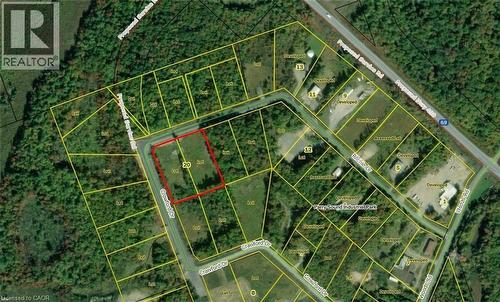 Subdivision Plat. Illustrating the designated parcel within the larger land division - 20 Ritchie Drive, Carling, ON 