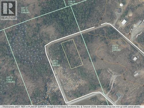 Aerial Map. Displaying property boundaries and lot numbers within a defined area - 20 Ritchie Drive, Carling, ON 