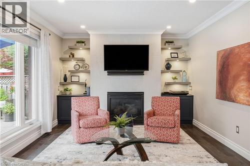 35 Culotta Drive, Waterdown, ON - Indoor Photo Showing Living Room With Fireplace