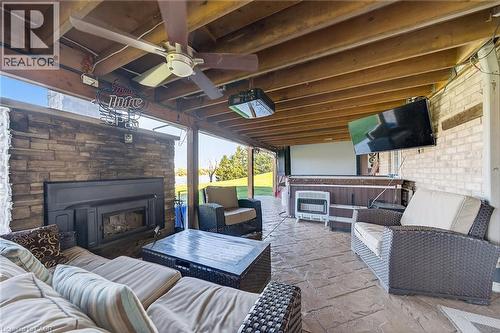 1140 River Road, Cayuga, ON -  With Fireplace With Deck Patio Veranda With Exterior