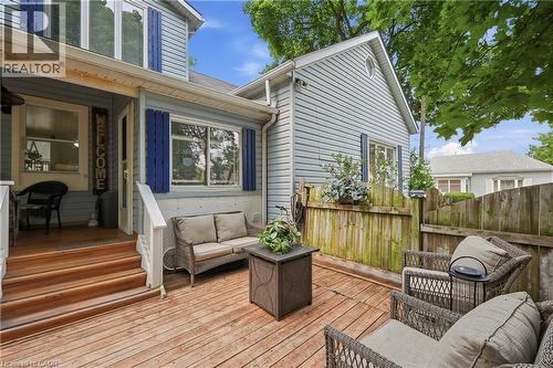 Expansive wood-finish deck with privacy fencing - 153 Montrose Street N, Cambridge, ON - Outdoor With Deck Patio Veranda