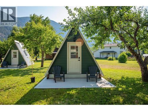 Front view of prefab A-Frames. - 3045 Bower Road, Slocan Park, BC 