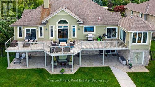 Perfect spot to watch the sunrise over the Bay - 133 Lakeshore Road E, Blue Mountains, ON - Outdoor With Deck Patio Veranda