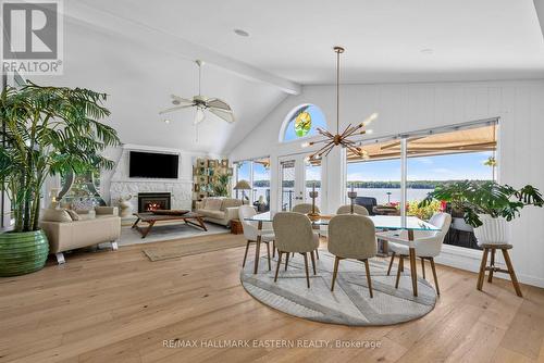 1052 Tedford Lane, Douro-Dummer, ON - Indoor Photo Showing Dining Room With Fireplace