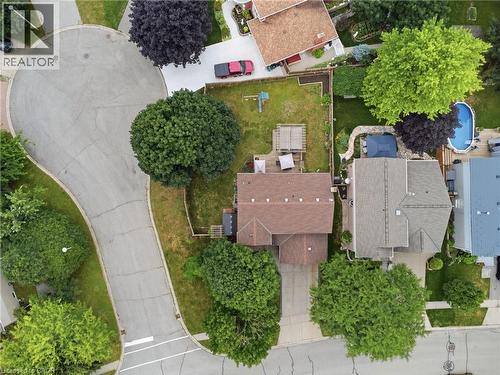 Aerial view of a residential property on a cul-de-sac - 19 Alona Avenue, Cambridge, ON - Outdoor With View