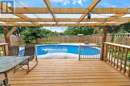 22 Fireside Drive, Hamilton, ON - Outdoor With Above Ground Pool With Deck Patio Veranda