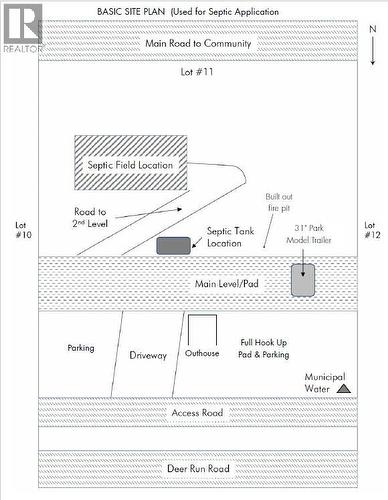 Orientation of property outbuildings and septic tank and field - 6474 Deer Run Road Lot# 11, Magna Bay, BC 