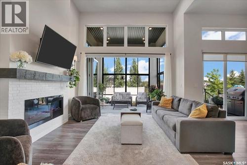 411 Dagnone Terrace, Saskatoon, SK - Indoor Photo Showing Living Room With Fireplace