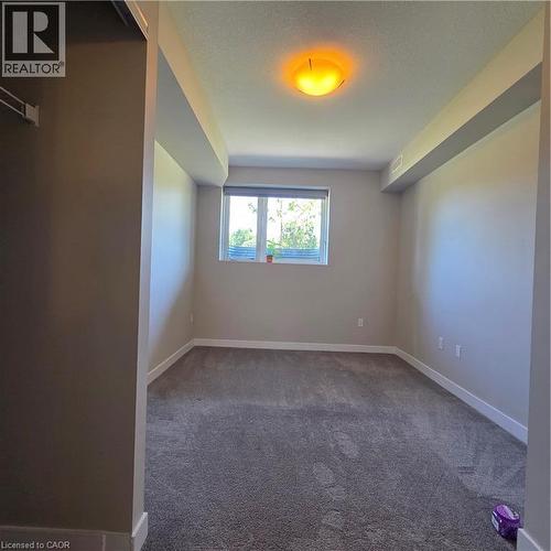 Carpeted interior room featuring a single window, overhead flush-mount lighting, and neutral wall tones - 20 Palace Place Unit# E9, Kitchener, ON - Indoor Photo Showing Other Room