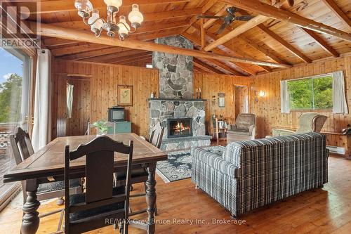 263 Eagle Road, Northern Bruce Peninsula, ON - Indoor Photo Showing Living Room With Fireplace