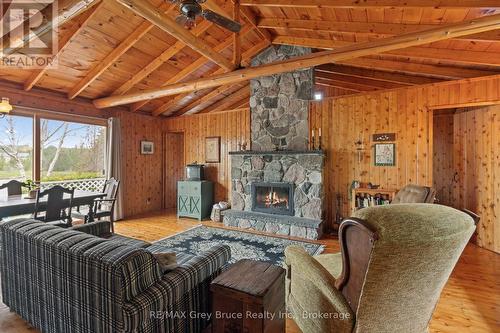 263 Eagle Road, Northern Bruce Peninsula, ON - Indoor Photo Showing Living Room With Fireplace