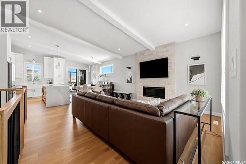 4602 Chuka Drive, Regina, SK - Indoor Photo Showing Living Room With Fireplace