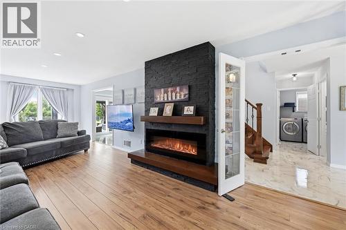 74 Liam Drive, Ancaster, ON - Indoor Photo Showing Living Room With Fireplace