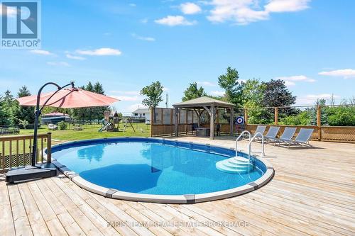 4 Cheslock Crescent, Oro-Medonte, ON - Outdoor With Above Ground Pool With Deck Patio Veranda With Backyard