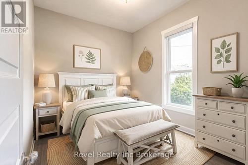 Virtually Staged Front Bedroom - 31 Givins Street, Woodstock (Woodstock - North), ON - Indoor Photo Showing Bedroom