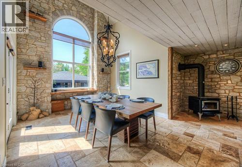 8466 Sideroad 30, Rockwood, ON - Indoor Photo Showing Dining Room With Fireplace