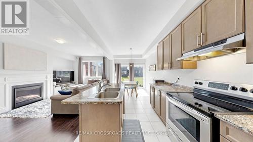 184 Huntingford Trail, Woodstock, ON - Indoor Photo Showing Kitchen With Fireplace With Double Sink With Upgraded Kitchen