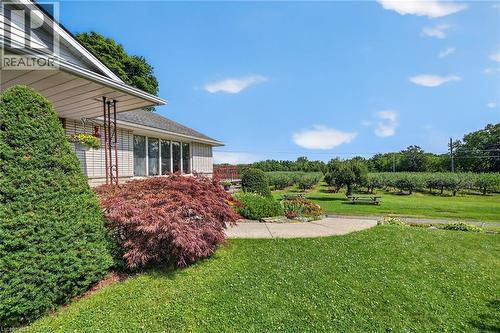 Expansive lawn area featuring a concrete pathway and mature landscaping - 134 Russ Road, Grimsby, ON - Outdoor