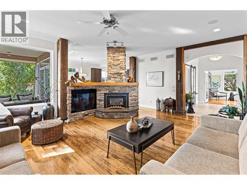 Living Room - 1635 Gregory Road, West Kelowna, BC - Indoor Photo Showing Living Room With Fireplace