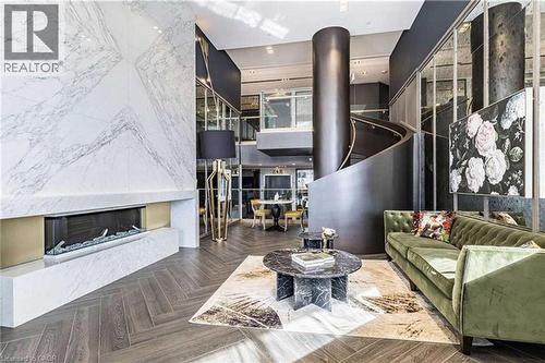 Front Lobby - 395 Dundas Street W Unit# 801, Oakville, ON - Indoor With Fireplace