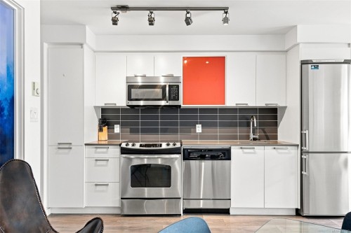 #215-517 Fisgard St, Victoria, BC - Indoor Photo Showing Kitchen With Stainless Steel Kitchen With Upgraded Kitchen