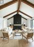 AI Generated Concept - Great Room - 5 Jean Miller Court, Springwater, ON  - Indoor Photo Showing Living Room With Fireplace 
