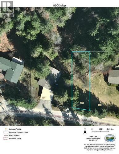 RDCK Mapping. - 802 Gore Street W, Nelson, BC 