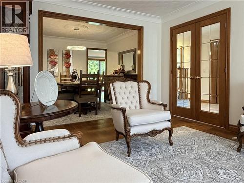 The Living room opens to the formal dining room. - 7 Mann Avenue, Simcoe, ON - Indoor Photo Showing Living Room
