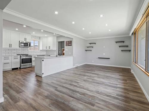 Modern Living Room - 627 Dallenlea Avenue, Winnipeg, MB - Indoor Photo Showing Kitchen With Upgraded Kitchen