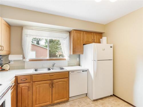 Big window overlooking back yard - 129 St Michael Road, Winnipeg, MB - Indoor Photo Showing Kitchen With Double Sink