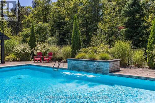 Waterfall Feature - 27 Kingfisher Crescent, Tiny, ON - Outdoor With In Ground Pool With Backyard