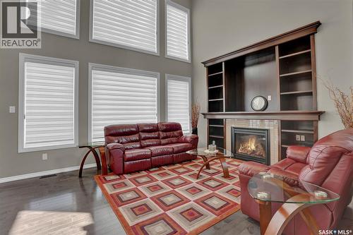 3826 Goldfinch Way, Regina, SK - Indoor Photo Showing Living Room With Fireplace