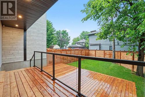2 tier wood deck w/glass railing. BBQ gas hookup. - 218 Woodland Avenue, Ottawa, ON - Outdoor With Deck Patio Veranda With Exterior