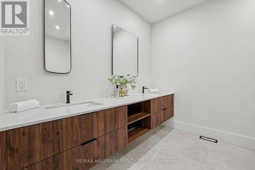 Double floating vanity in main bathroom. - 218 Woodland Avenue, Ottawa, ON - Indoor Photo Showing Bathroom