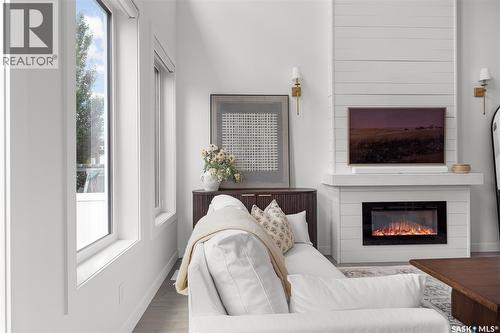 5196 Aviator Crescent, Regina, SK - Indoor Photo Showing Living Room With Fireplace