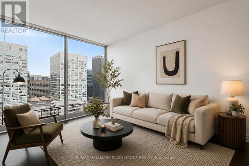 Virtually Staged - 1512 - 300 Lisgar Street, Ottawa, ON - Indoor Photo Showing Living Room