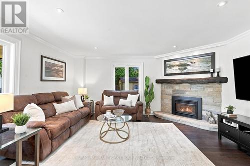 Cozy family room - 111 Whispering Pine Trail, Aurora, ON - Indoor Photo Showing Living Room With Fireplace