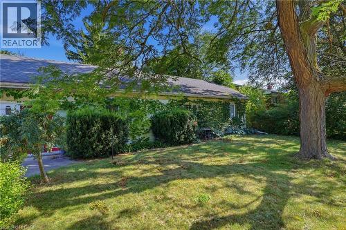 Mature landscaping frames this serene backyard retreat, featuring a sprawling lawn, established shade trees, and lush vegetation - 356 Thompson Road, London, ON - Outdoor With View