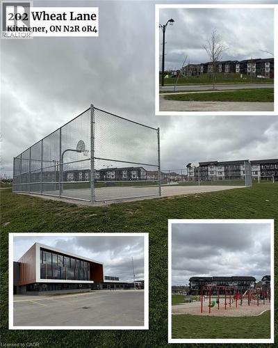 Property Overview. 202 Wheat Lane, Kitchener, ON N2R 0R4, featuring recreational facilities, institutional buildings, and open green spaces - 202 Wheat Lane, Kitchener, ON - 