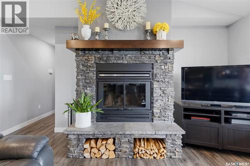 12 Valley Ridge Road, Last Mountain Lake, SK - Indoor Photo Showing Living Room With Fireplace