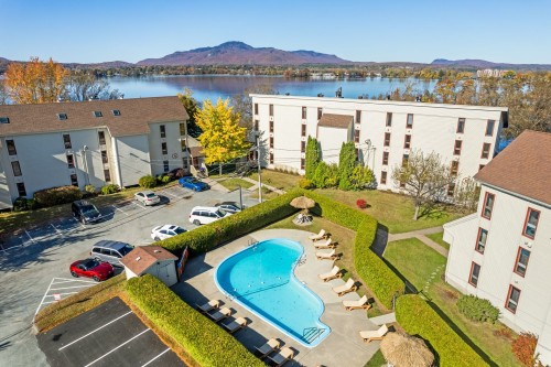 Photo aérienne - D-301-261 Rue Merry S., Magog, QC - Outdoor With In Ground Pool With View