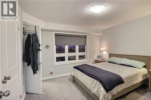 Spacious bedroom retreat featuring a wood-finish bed frame, neutral carpeting, and abundant natural light from multi-pane windows - 287 Chapel Hill Drive, Kitchener, ON - Indoor Photo Showing Bedroom