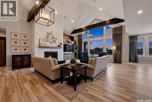 3505 Green Brook Road, Regina, SK - Indoor Photo Showing Living Room With Fireplace