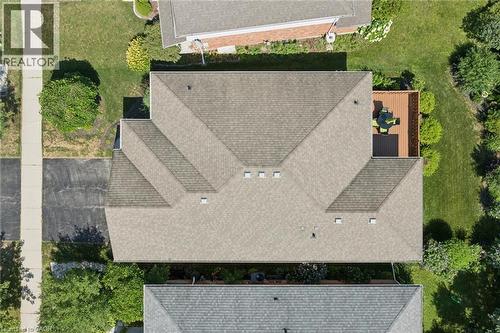 Asphalt shingle roof with multiple gables and a private rear deck - 187 Westchester Drive, Kitchener, ON - Outdoor