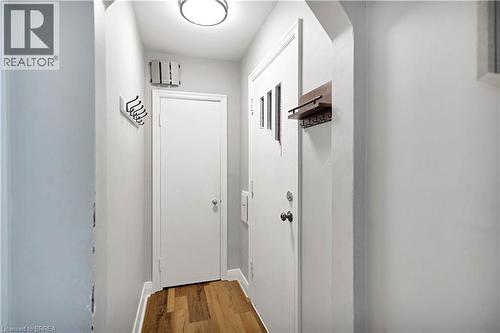 Entryway featuring wood-finish flooring and light gray walls - 371 Ottawa Street S, Kitchener, ON - Indoor Photo Showing Living Room