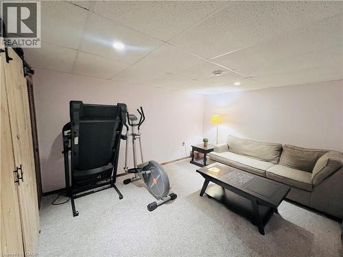 Finished room featuring recessed lighting and carpeted flooring - 56 Eastvale Place, Hamilton, ON - Indoor Photo Showing Gym Room