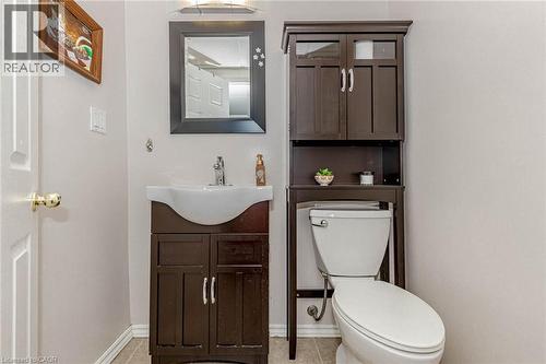 Bathroom featuring vanity and light tile patterned flooring - 32 Vineberg Drive, Hamilton, ON - Indoor Photo Showing Bathroom