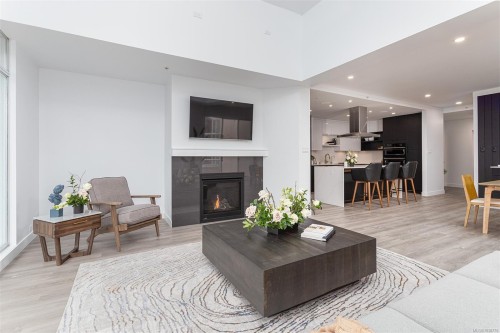 1102-1010 View St, Victoria, BC - Indoor Photo Showing Living Room With Fireplace