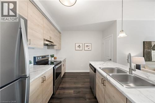155 Thomas Slee Drive Unit# 2G, Kitchener, ON - Indoor Photo Showing Kitchen With Stainless Steel Kitchen With Double Sink With Upgraded Kitchen